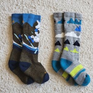 SmartWool Winter Socks 2-Pack Kids', Olive & Gray, Small